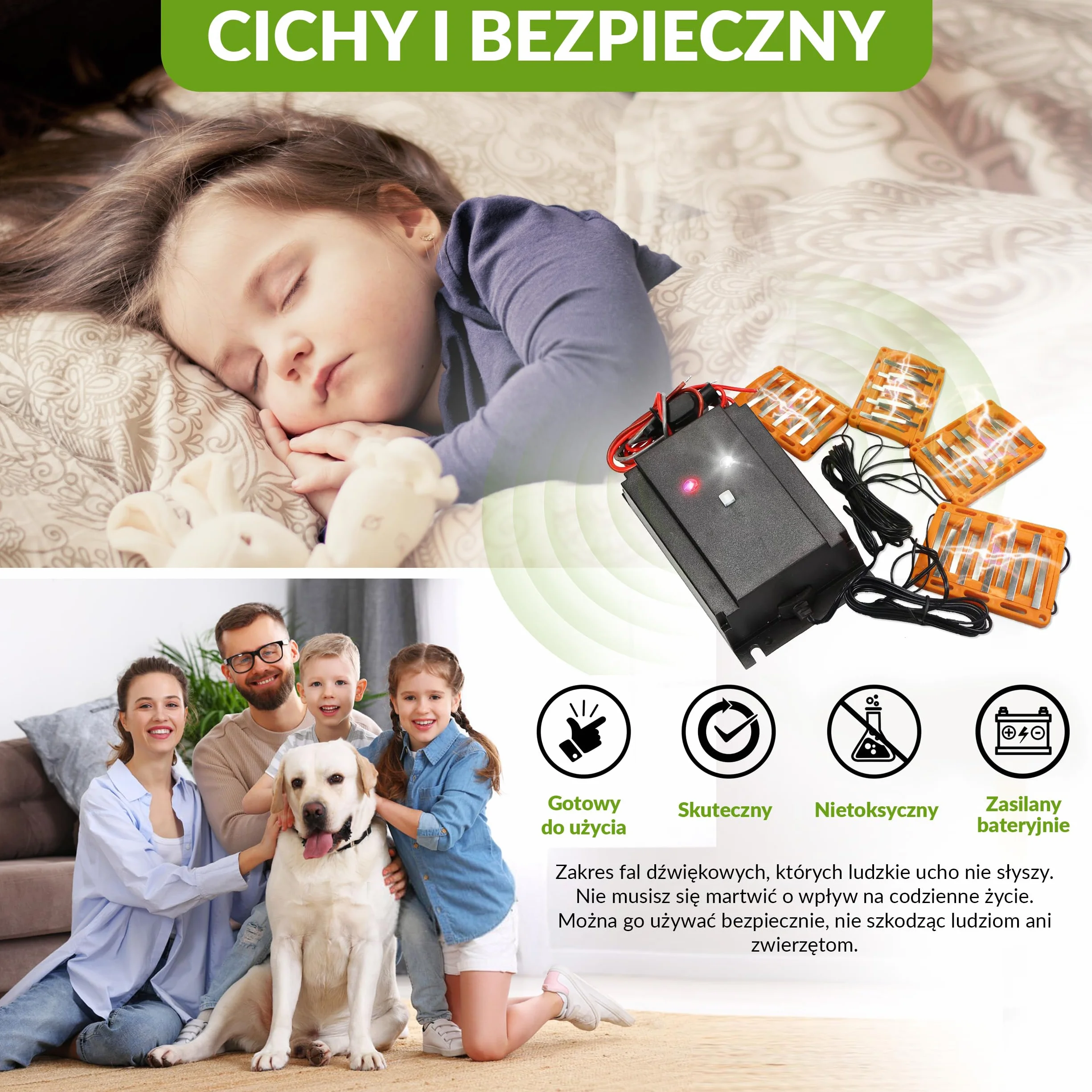 ISOTRONIC® Ultradźwiękowy i wysokonapięciowy odstraszacz myszy, szczurów i kun, 12V zasilany z akumulatora samochodowego, migające światło LED do odstraszania kun, ochrona przed myszami i szczurami do