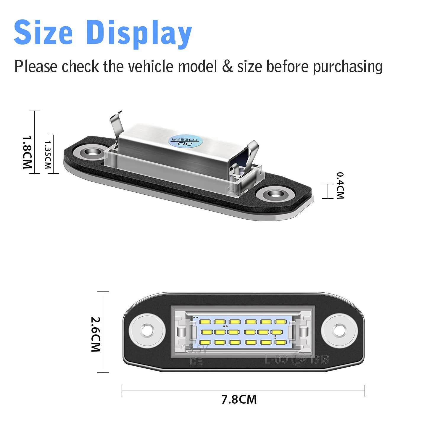 TECTICO Żarówki LED do tylnej tablicy rejestracyjnej SMD Błyszcząco białe światła rejestracyjne Canbus Kompatybilne z Volvo C30 C70 S40 S60 S80 V50 V60 V70 XC60 XC70 XC90, 2 żarówki