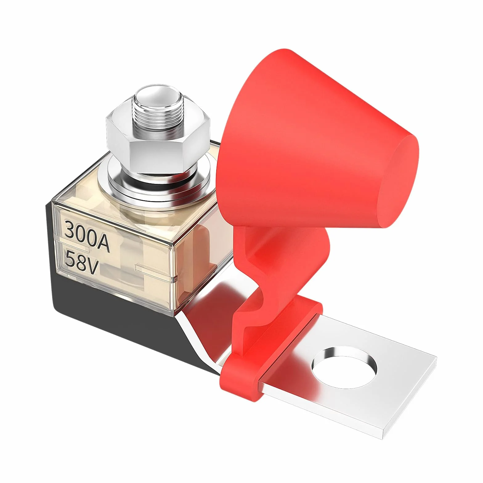 MACHSWON 300 A 58 V Terminal Mount Fuse Block Kit with Single Stud 5/16" (M8) Marine Rated Battery Fuse and Waterproof Cap do samochodów, New Energy Trams, RVs, ciężarówek, łodzi i innych głównych
