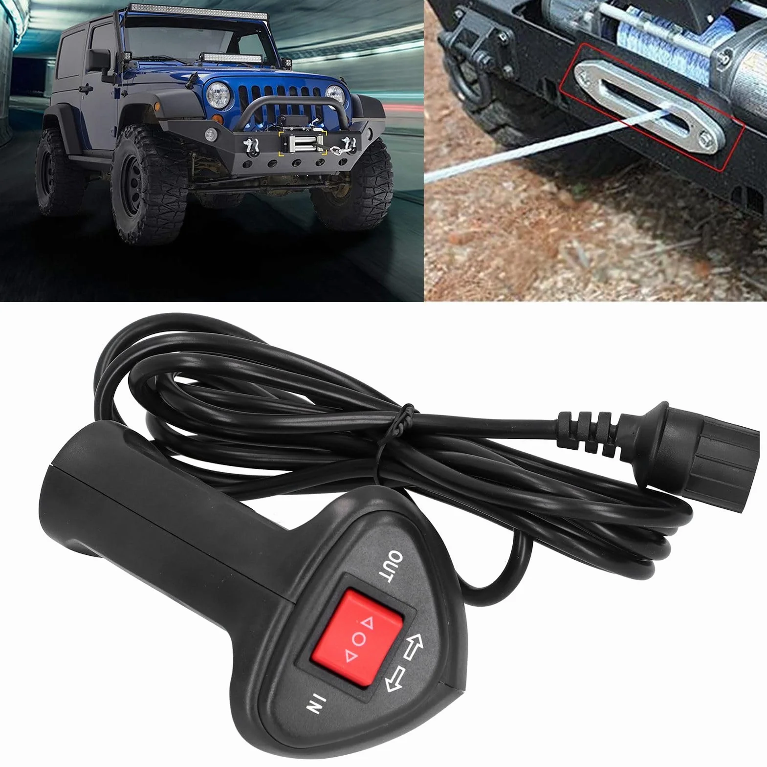 3Pin Kontroluj Zdalnie wyciągarkę elektryczną za pomocą Tego Pilota Zdalnego Sterowania Dostarczany z Kablem o Długości 9,2 Stopy do Użytku w Samochodzie i Pojeździe Terenowym