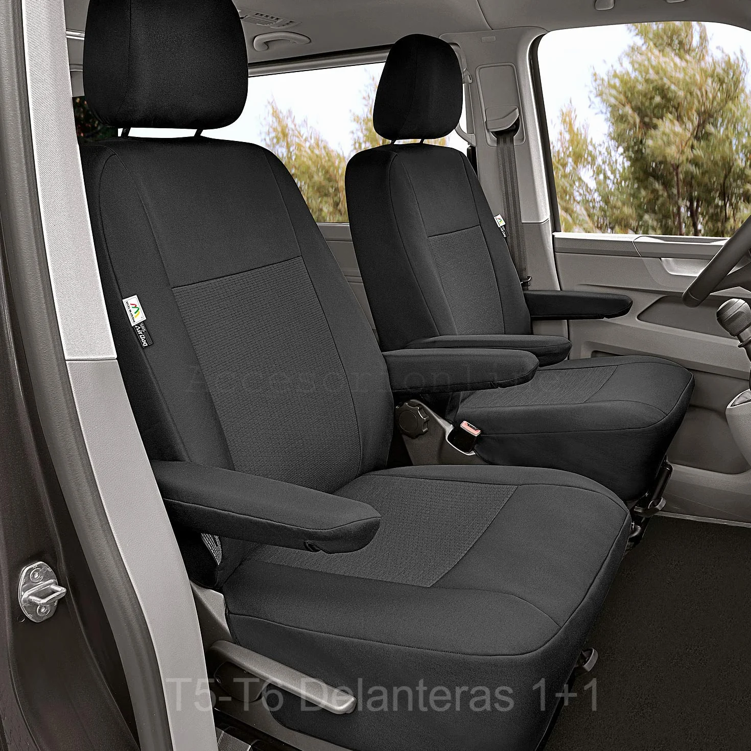 Pokrowce na siedzenia T5 T6, 2-9-osobowe, w 100% dopasowane do Caravelle, Multivan, California, Transporter, Camper 4Motion 4 x 4 (T5-T6 przód 1+1).