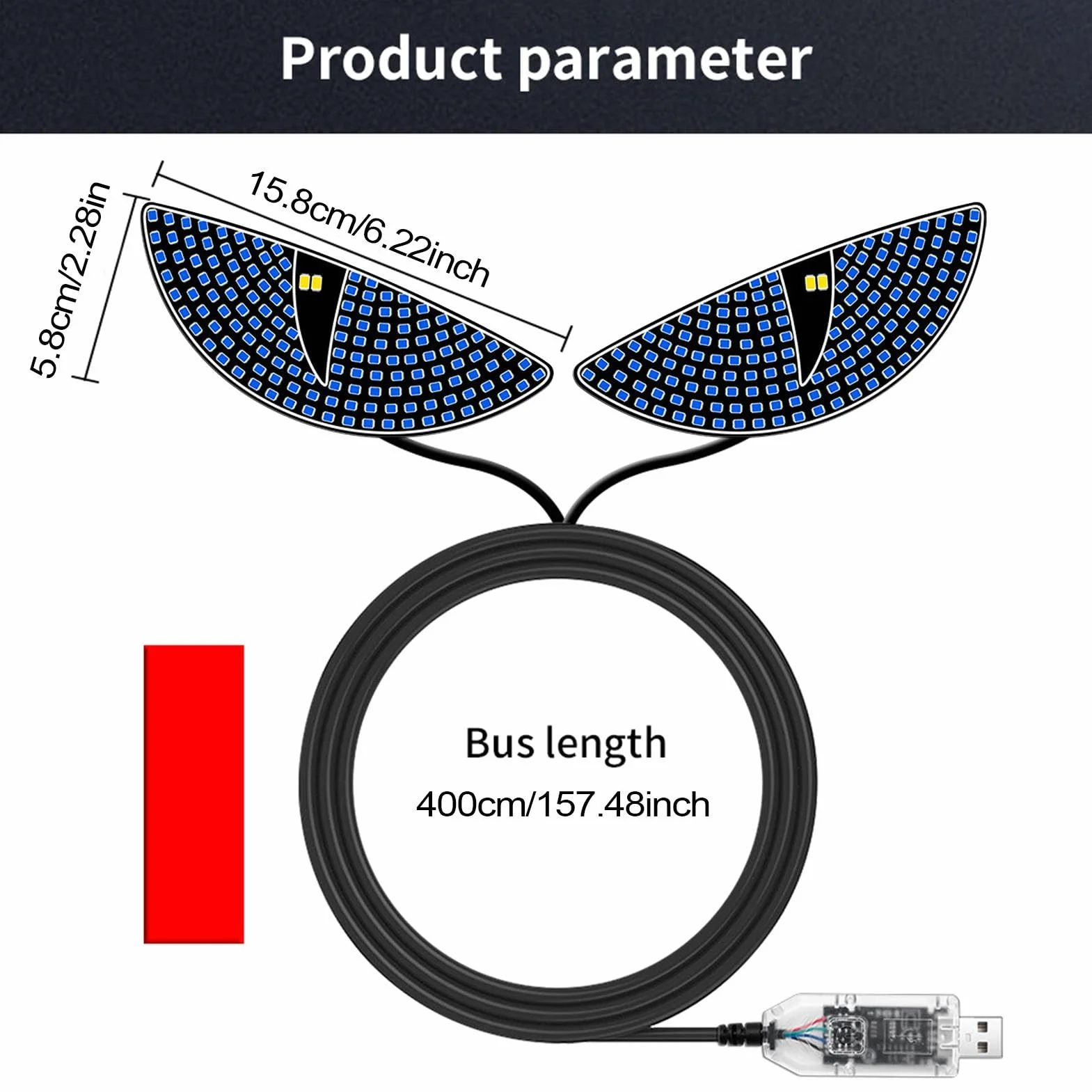 Devil Eyes Light for Windshield, Dynamic Demon Eye Lamp, LED Lights for Car Windshield, Car Warning Lights, Truck Eyes Car Decoration, USB Plug-In Demon Lights, Cool Car Accessories, Windshield Eyes