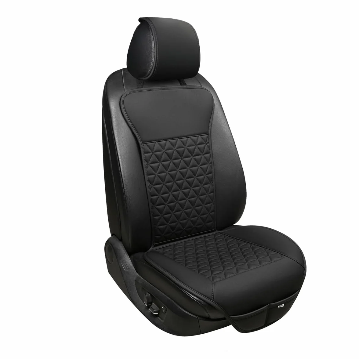 Black Panther 1 Para Luksusowe Pokrowce na Przednie Siedzenia Samochodowe z PU Skóry, Kompatybilne z 95% Samochodów (Sedan/SUV/Pickup/Van) - Czarny