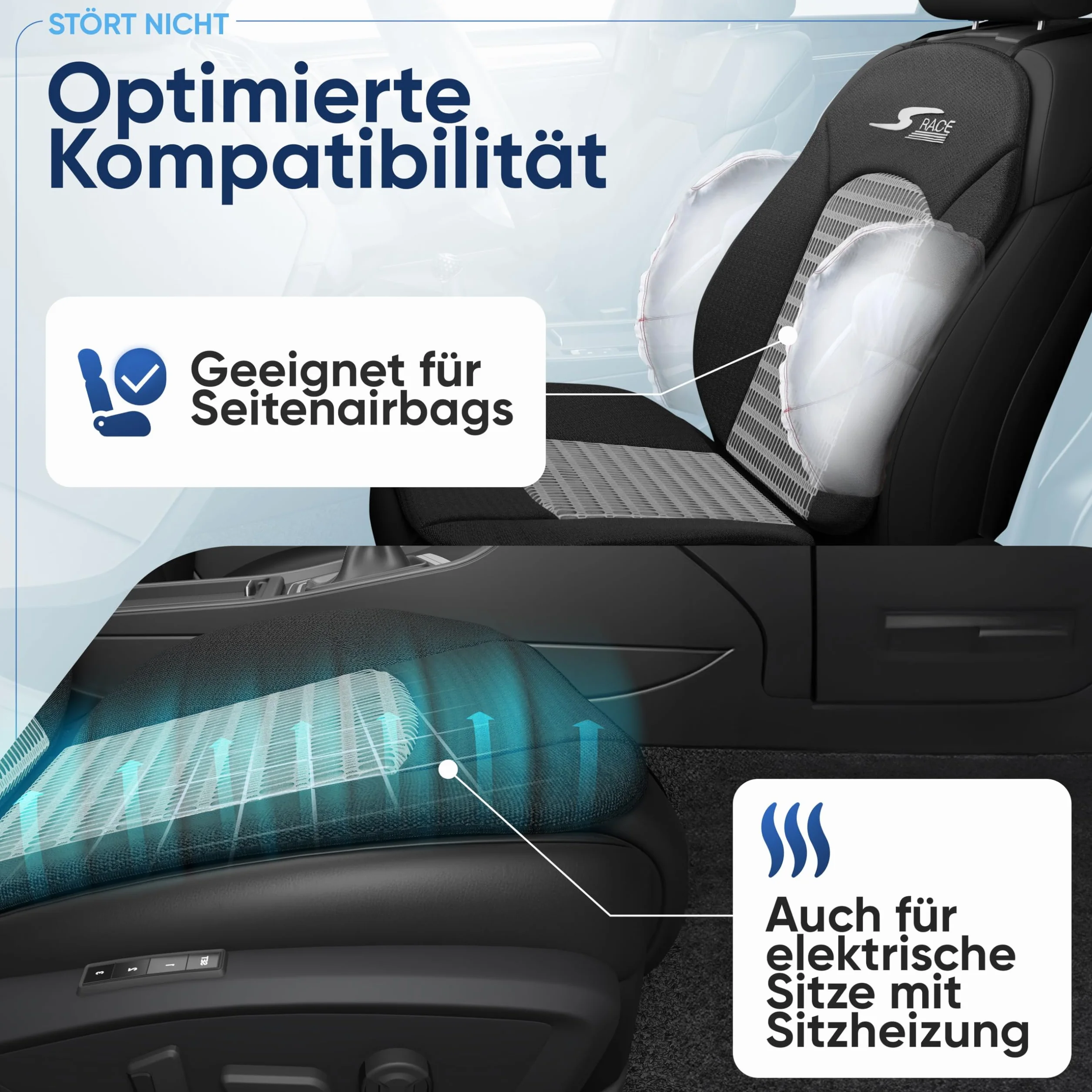 Walser Car Comfort 11652 Nakładka Na Fotel Samochodowy, Nakładka Na Siedzenie S-Race, Czarny