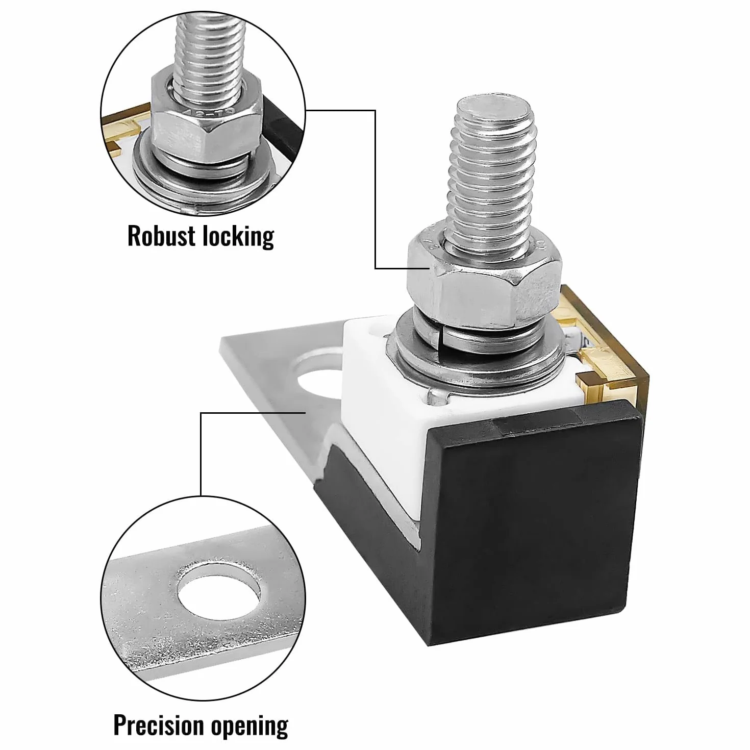 MACHSWON 300 A 58 V Terminal Mount Fuse Block Kit with Single Stud 5/16" (M8) Marine Rated Battery Fuse and Waterproof Cap do samochodów, New Energy Trams, RVs, ciężarówek, łodzi i innych głównych