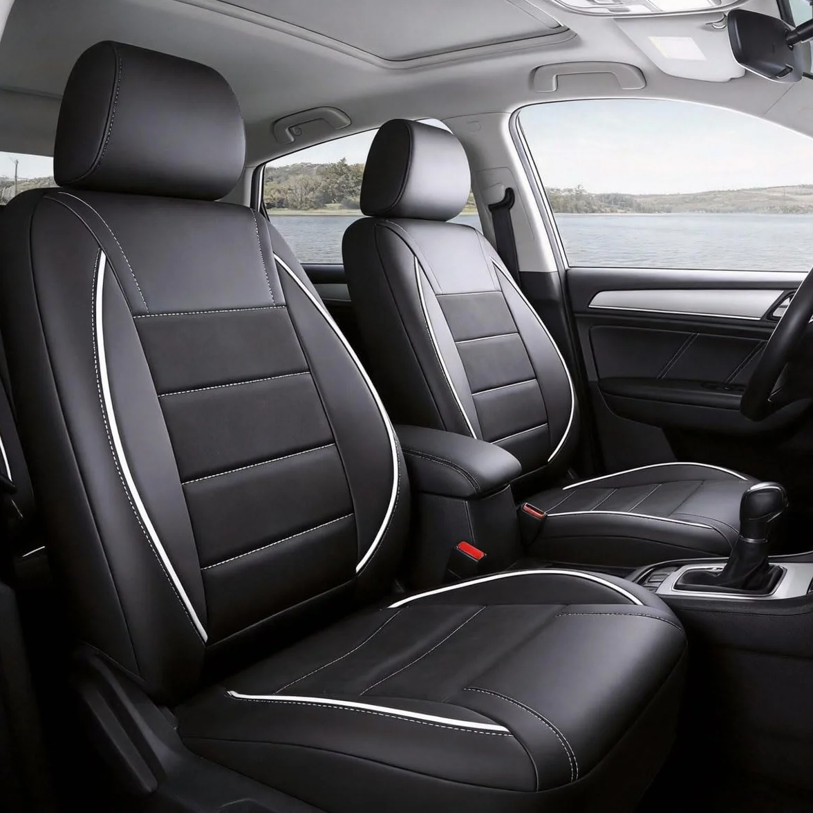 Pokrowce na siedzenia samochodowe do Renault Captur II I/Captur E Tech 2.Gen / 1.Gen 2013-2024 2025 2026, pełny zestaw pokrowców na siedzenia ze skóry PU na przednie i tylne siedzenia, kompatybilne z