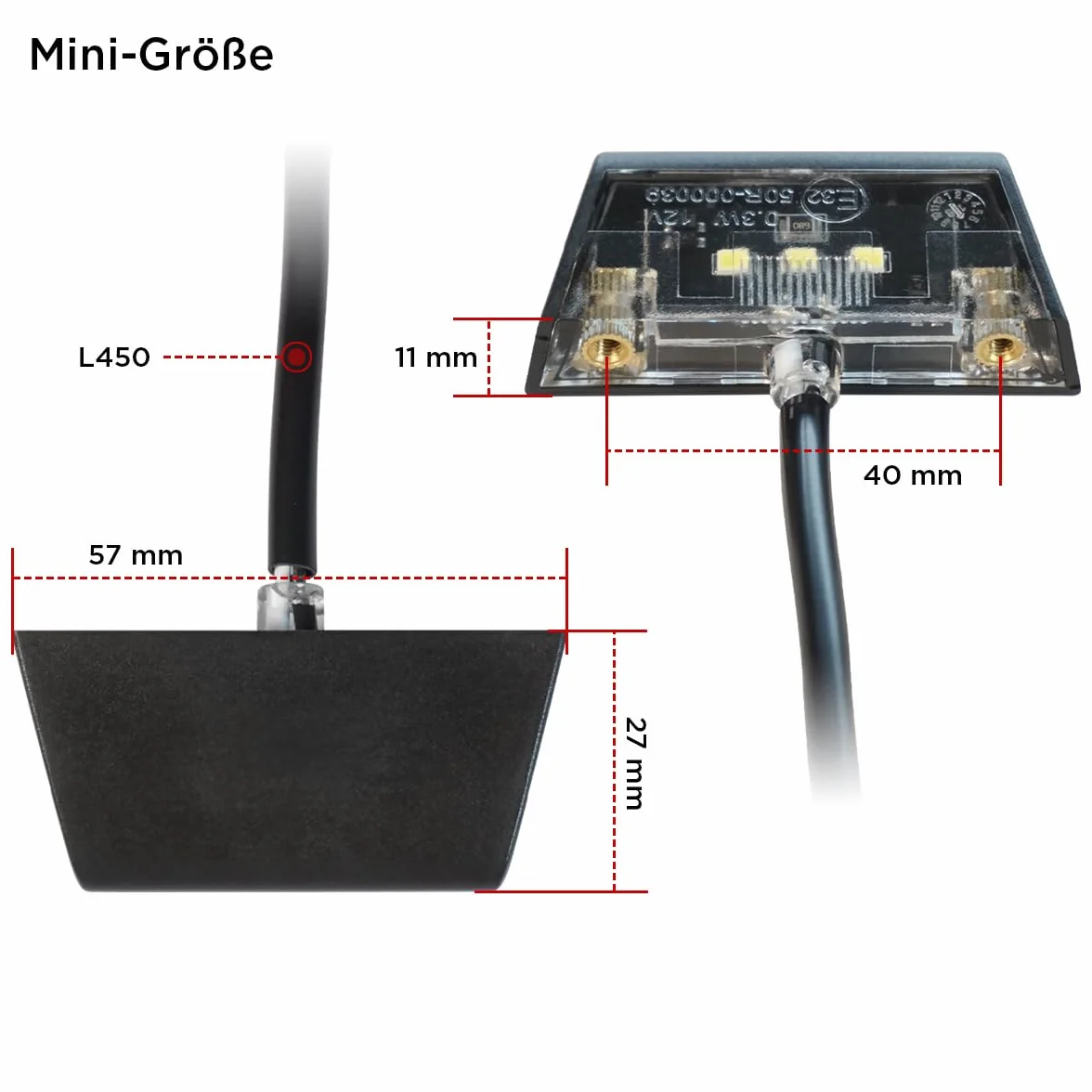 evermotor Uniwersalna mini lampa tablicy rejestracyjnej 12 V 0,3 W LED, oświetlenie tablicy rejestracyjnej, motocykl, certyfikat E, do samochodów osobowych, quadów, ATV, czarna, wodoodporna IP67