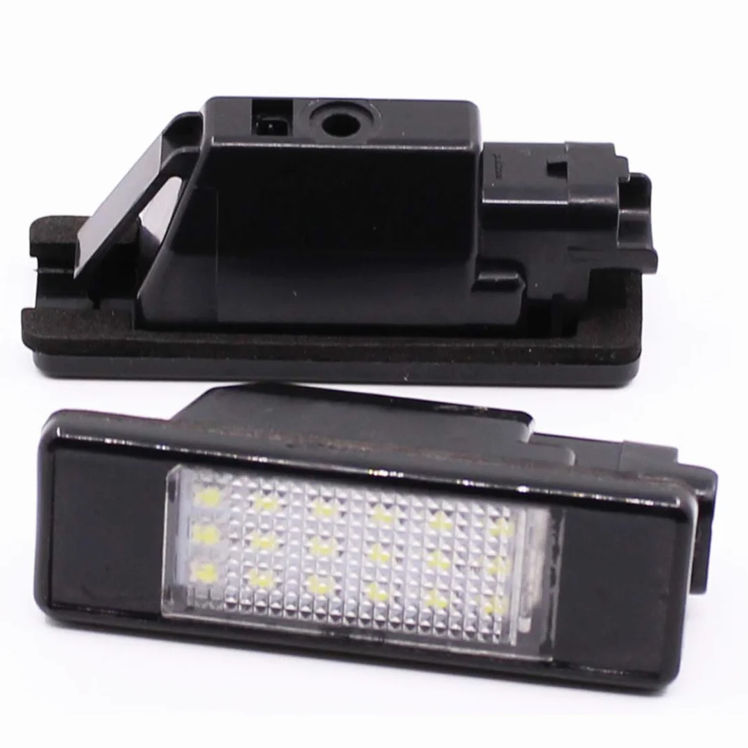 2 szt. światła tablicy rejestracyjnej LED, Canbus bez błędów, białe, 6000 K, 18 SMD LED do Peugeot 106, 1007, 207, 307, 308, 3008, 406, 407, 508, 806, Citroen C2, C3, C4, C5, C6,