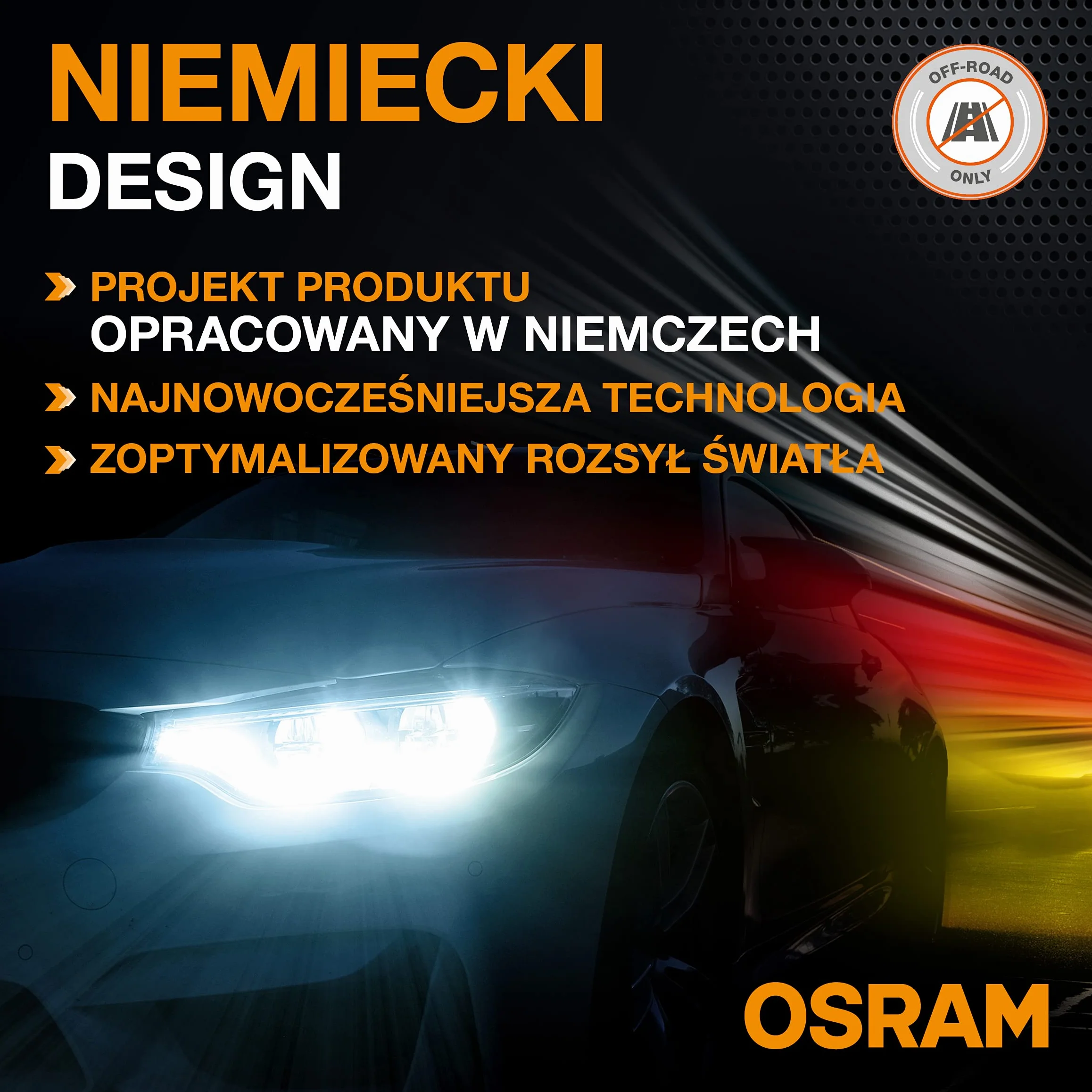 OSRAM LEDriving XTR, reflektory LED ≜H7 LED, zimne białe światło LED, tylko w terenie, 64210DWXTR, składane pudełko kartonowe (2 lampy)