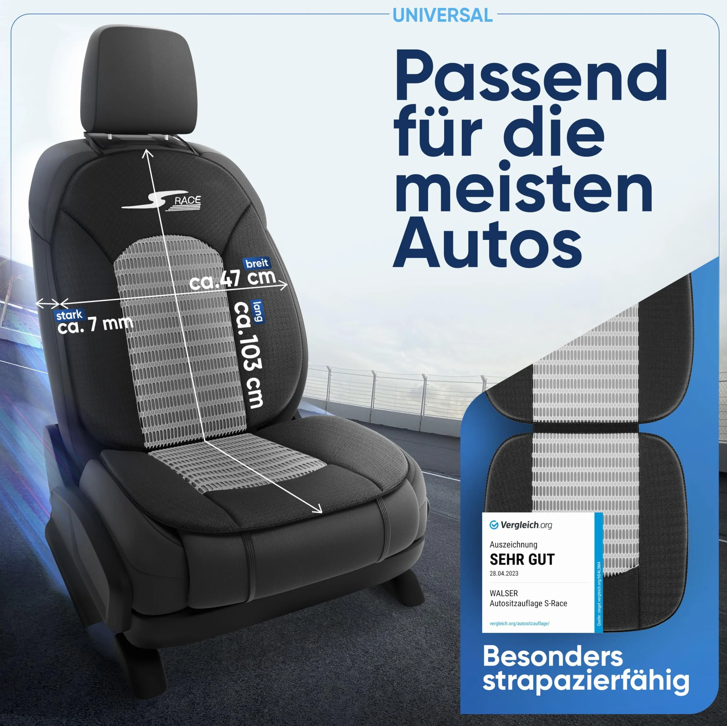 Walser Car Comfort 11652 Nakładka Na Fotel Samochodowy, Nakładka Na Siedzenie S-Race, Czarny