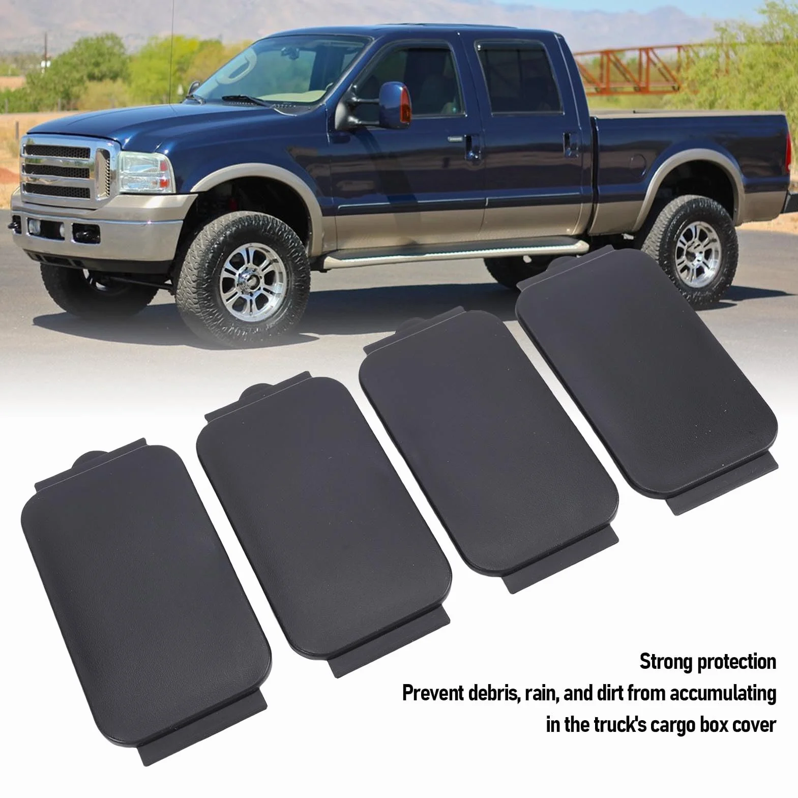 Yctze 4PCS Truck Bed Plack Cover Contain Cail Caks FL3Z99290D90AB ABS Plastikowy Wkładka do Wkładki Bedrail w Latach 2017–2024 z zamkniętą konstrukcją Anti Anti Stage