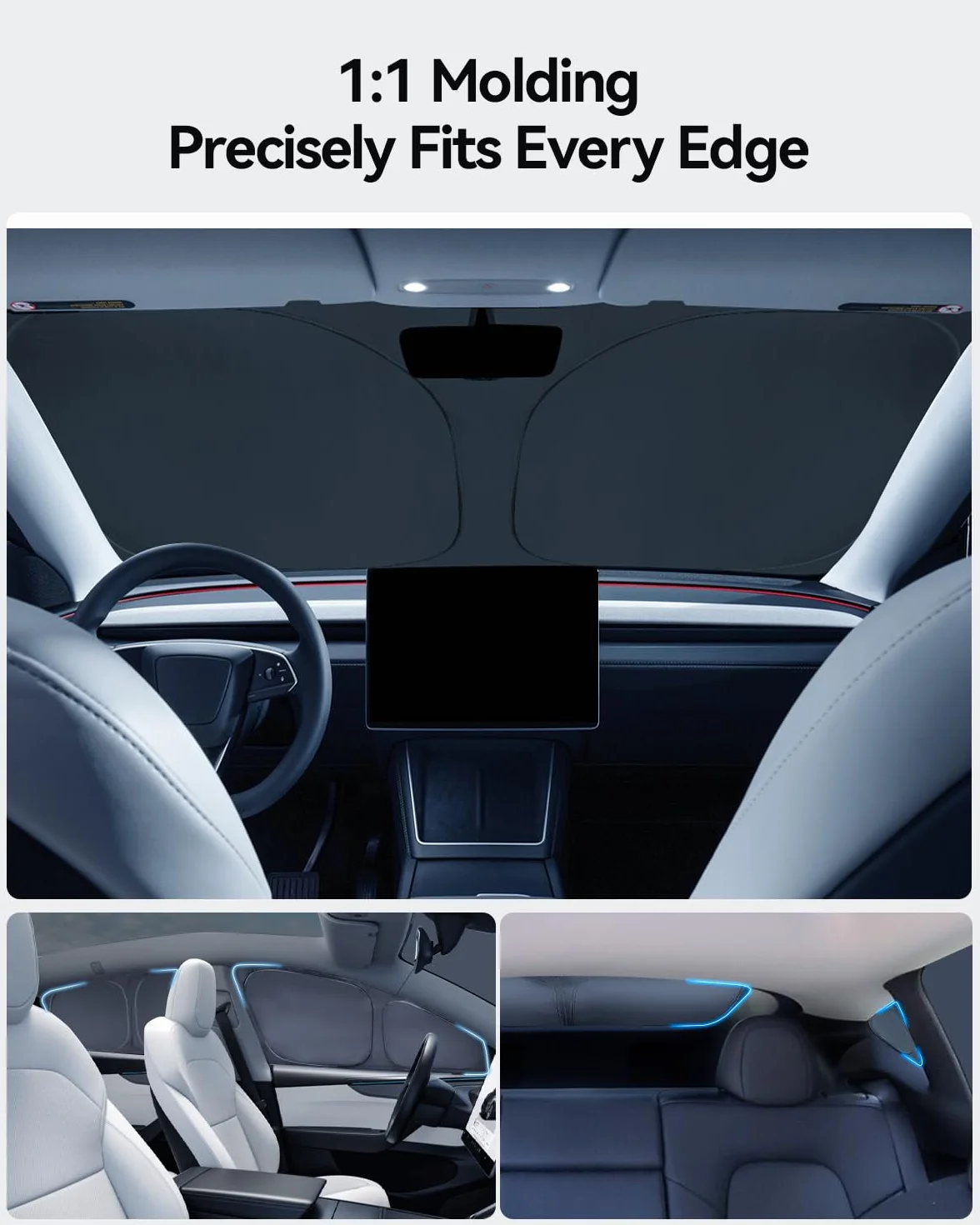 Samochodowa ochrona przeciwsłoneczna 8 sztuk do Tesla Model Y 2025-2026 Juniper Design do przedniej szyby tylnej szyby bocznej, kompletny zestaw, na kemping, prywatność, ochrona przed