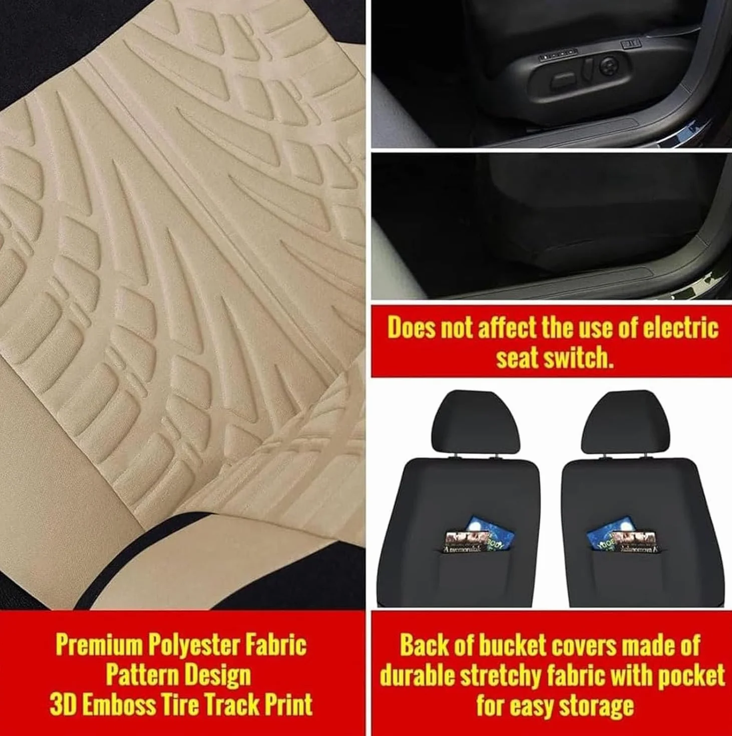 Pokrowiec na siedzenie samochodowe do VW Multivan T7, zestaw ochraniaczy na siedzenie samochodowe, oddychający ochraniacz przedni tylny pokrowiec na siedzenia akcesoria, 2 siedzenia - beżowy
