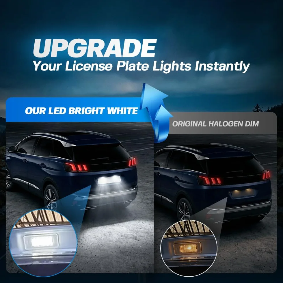 Oświetlenie LED Tablicy Rejestracyjnej Do Peugeot 207 CC 208 2008 308 MK2 308 CC 3008 508 5008 Do Citroen C3 III C4 II C5 III Aircross Canbus LED Etykieta OEM: 9682403680