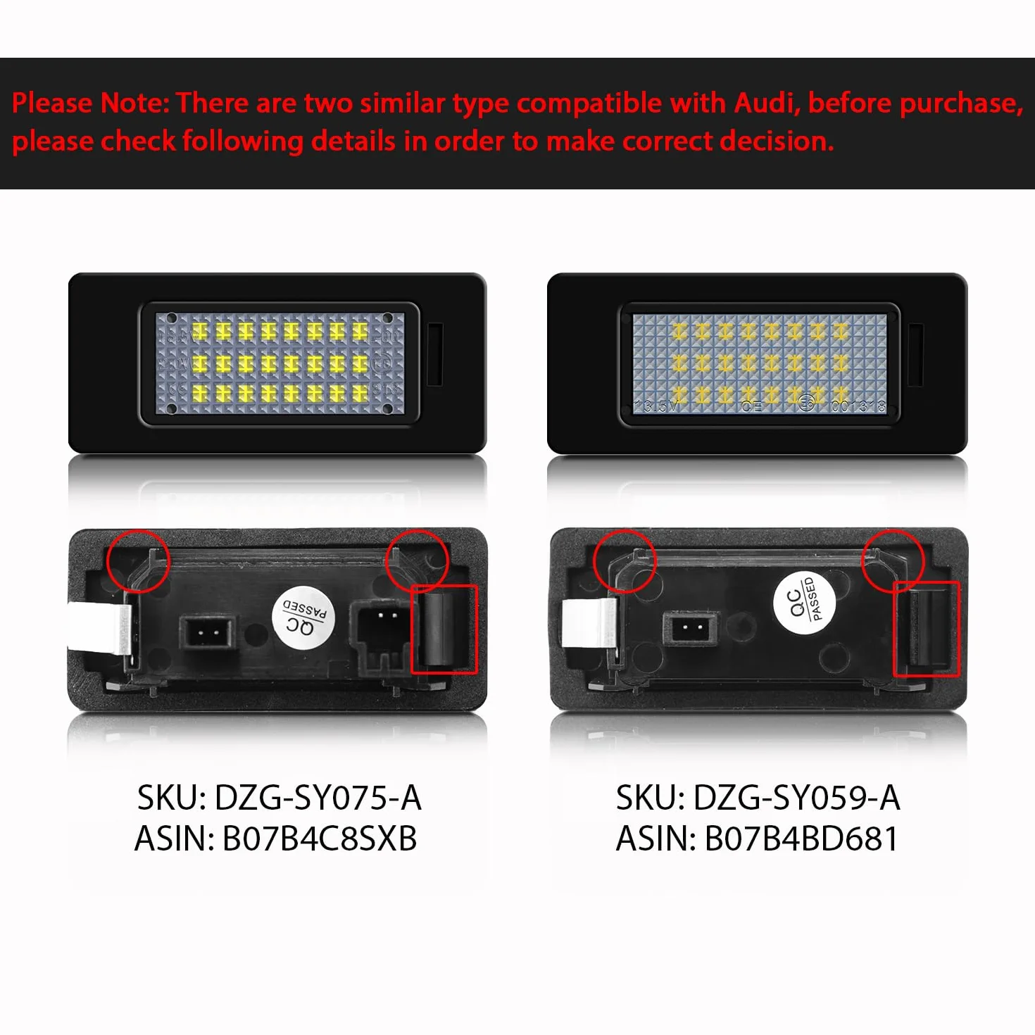 WinPower LED Oświetlenie Tablicy Rejestracyjnej Bezbłędne Lampy Biały 6000K Kompatybilne z A1/S1/A3/S3/A4/S4/A5/S5/A6/S6/A7/S7/Q3/Q5/Q7/TT/TTS/TTRS itp. 2 Sztuki