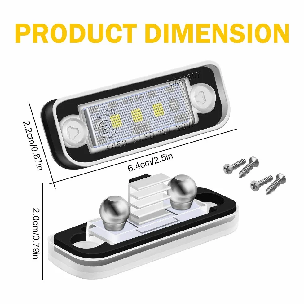 WinPower LED Oświetlenie tablicy rejestracyjnej 3 SMD Oświetlenie tablicy rejestracyjnej Led 6000K Xenon Biały z Canbus Error Free Kompatybilny z Benz Mercedes W203 5D W211 R171 W219,2 sztuk