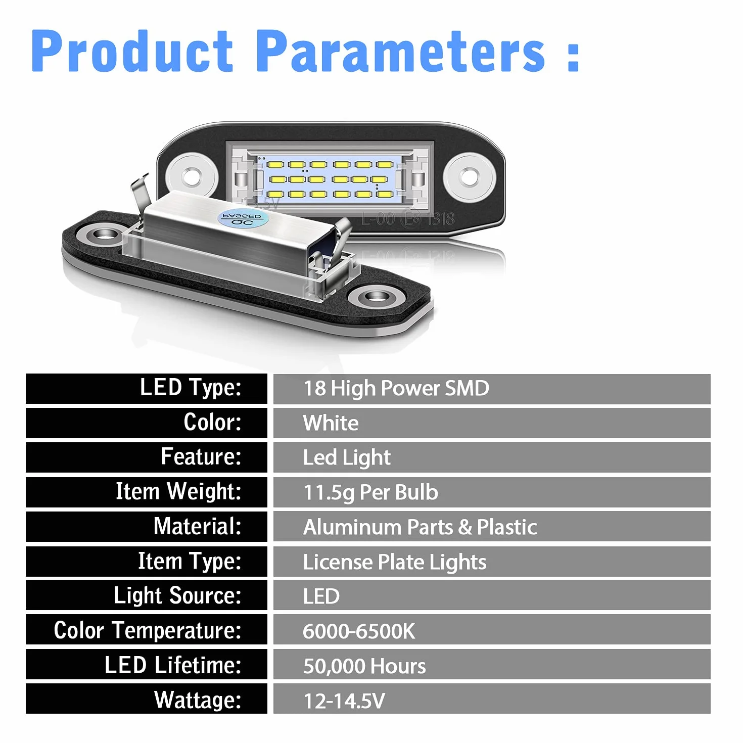 TECTICO Żarówki LED do tylnej tablicy rejestracyjnej SMD Błyszcząco białe światła rejestracyjne Canbus Kompatybilne z Volvo C30 C70 S40 S60 S80 V50 V60 V70 XC60 XC70 XC90, 2 żarówki