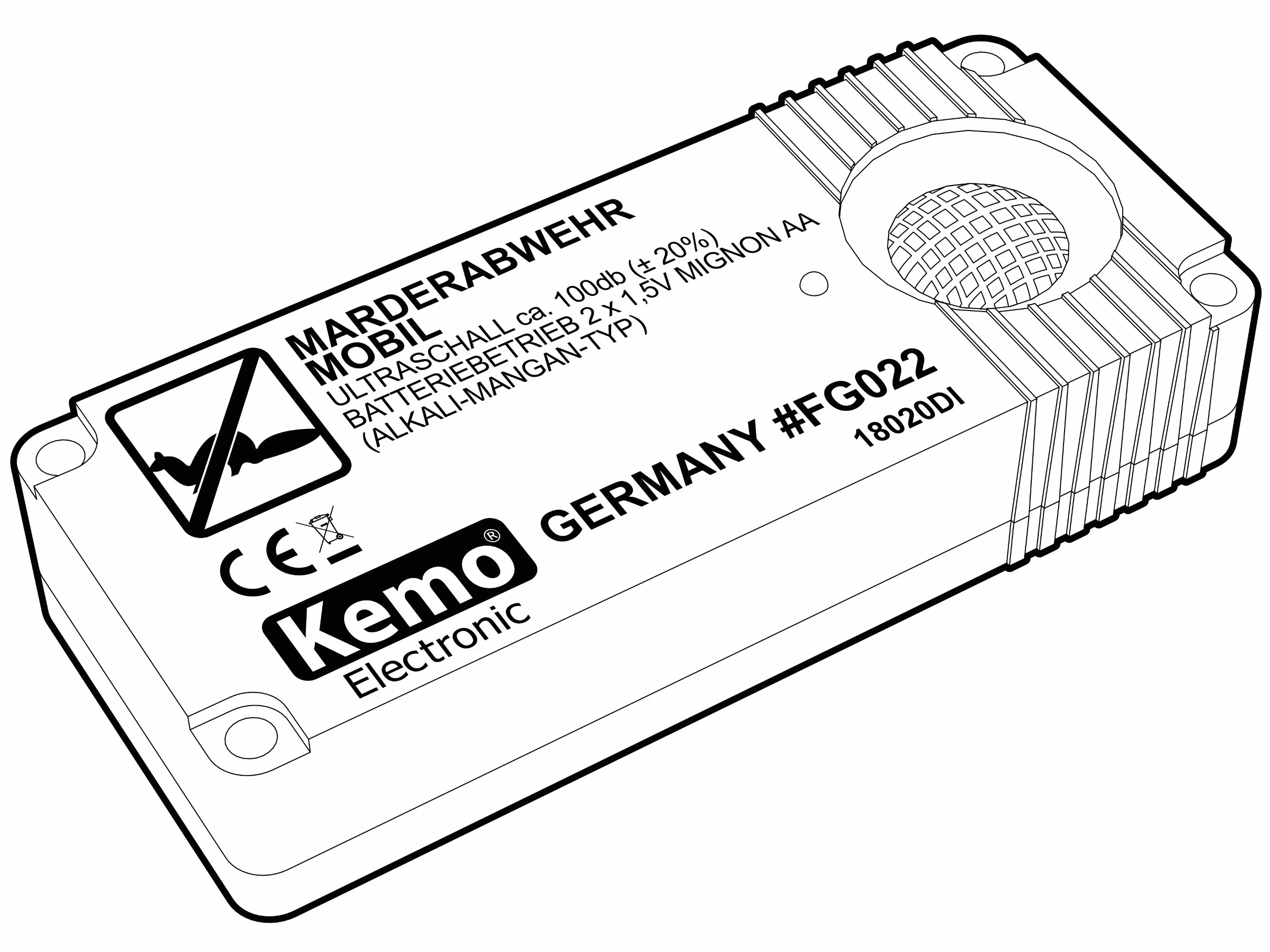Kemo FG022 Odstraszacz, Czarny, 13 x 5 x 3 cm