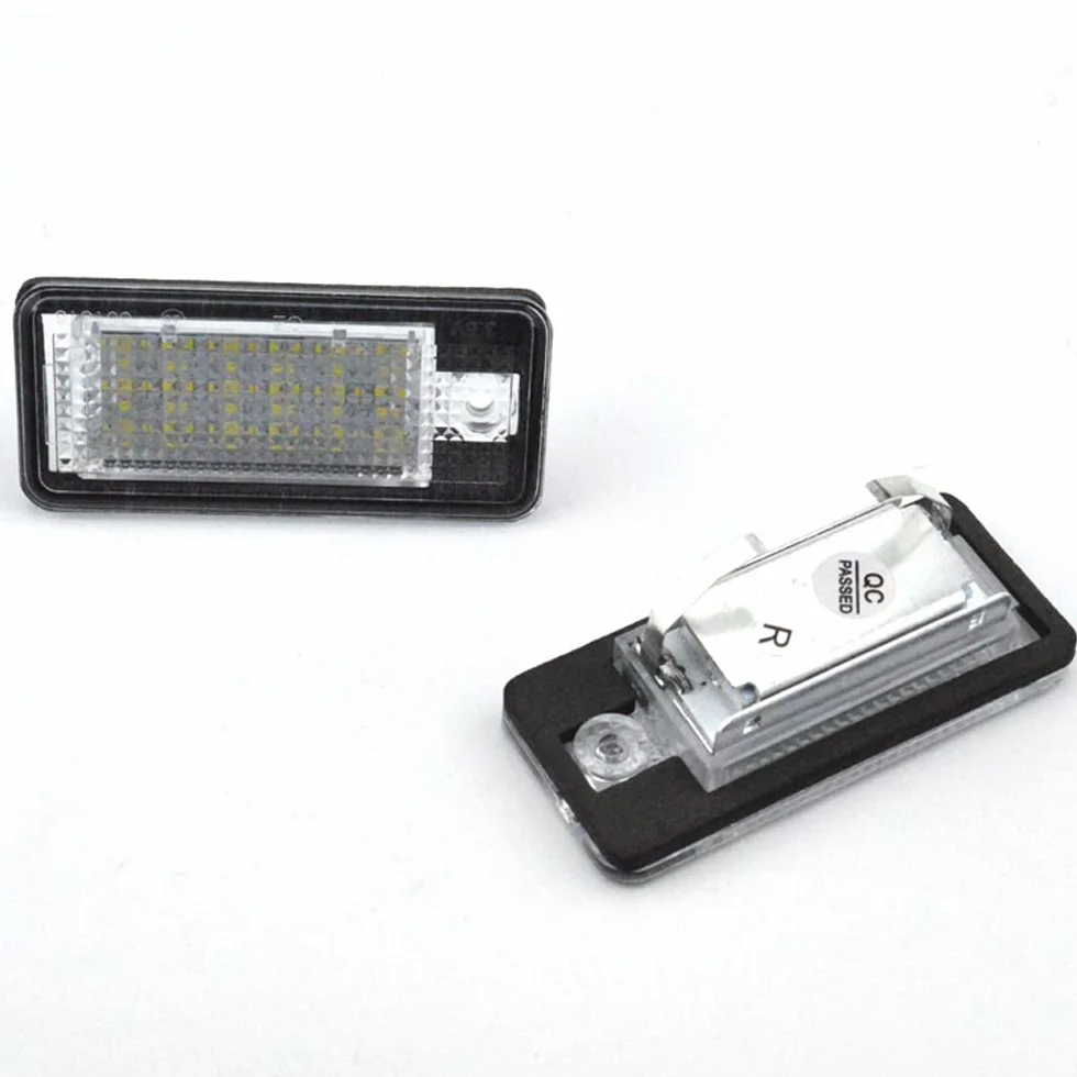 2-częściowe oświetlenie tablicy rejestracyjnej LED, 18 SMD, oświetlenie tablicy rejestracyjnej z tyłu, do Au-di A3 S3 A4 S4 A6 S6 A8 Q7