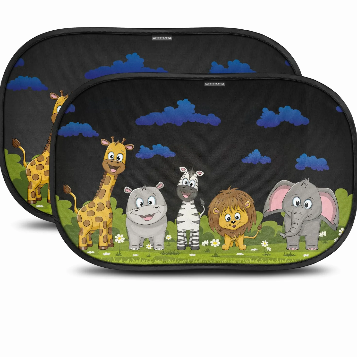 Caramaz Ochrona przed słońcem dla dzieci z certyfikatem ochrony przed promieniowaniem UV, 2 sztuki 51 x 31 cm Zwierzęta