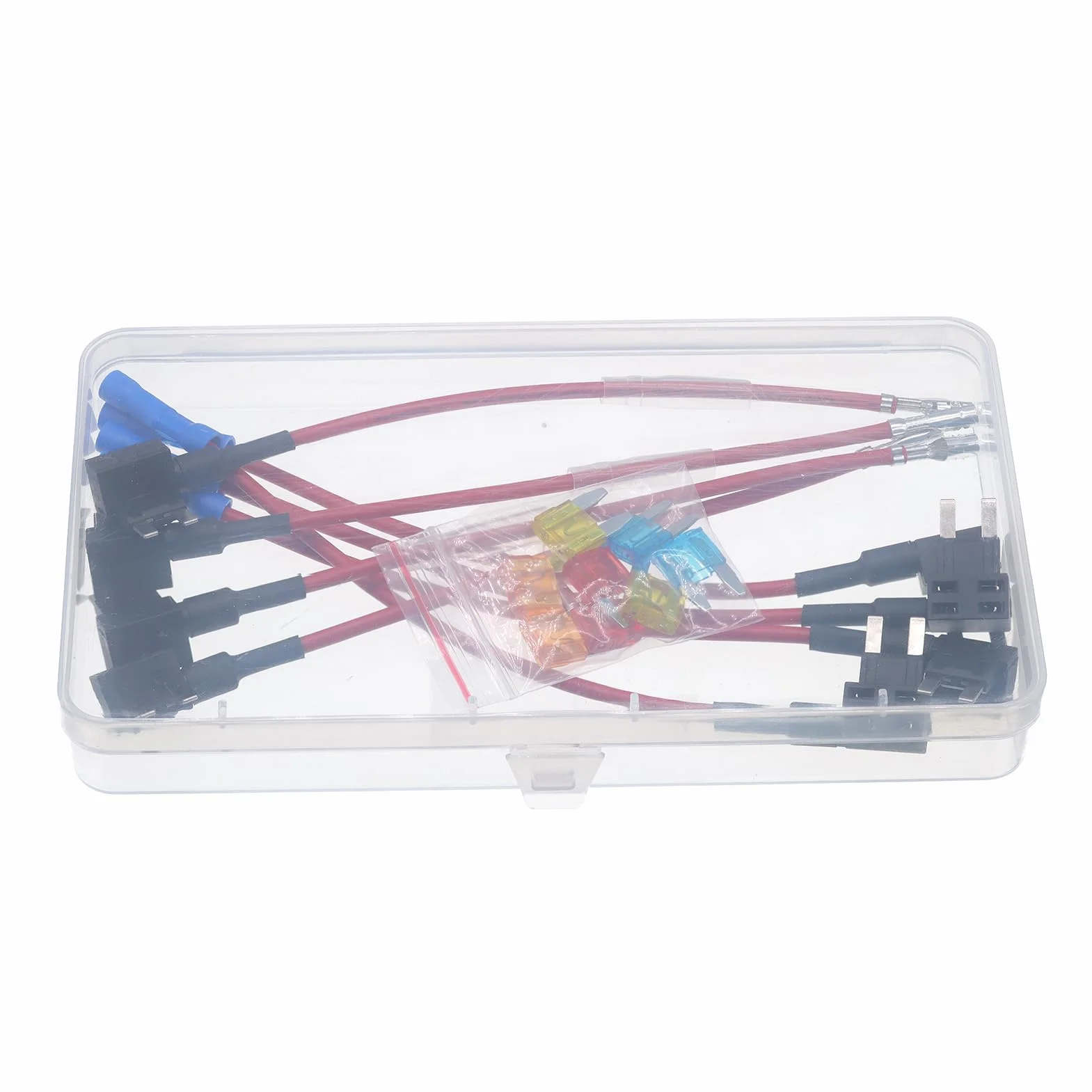 Mini Bezpiecznik Samochodowy Adapter Bezpiecznika 12V Dodaj Obwód Fuse Tap Piggy Back Uchwyt Bezpiecznika z Bezpiecznikami 5A 10A 15A 20A do Samochodów (Opakowanie 8 sztuk)