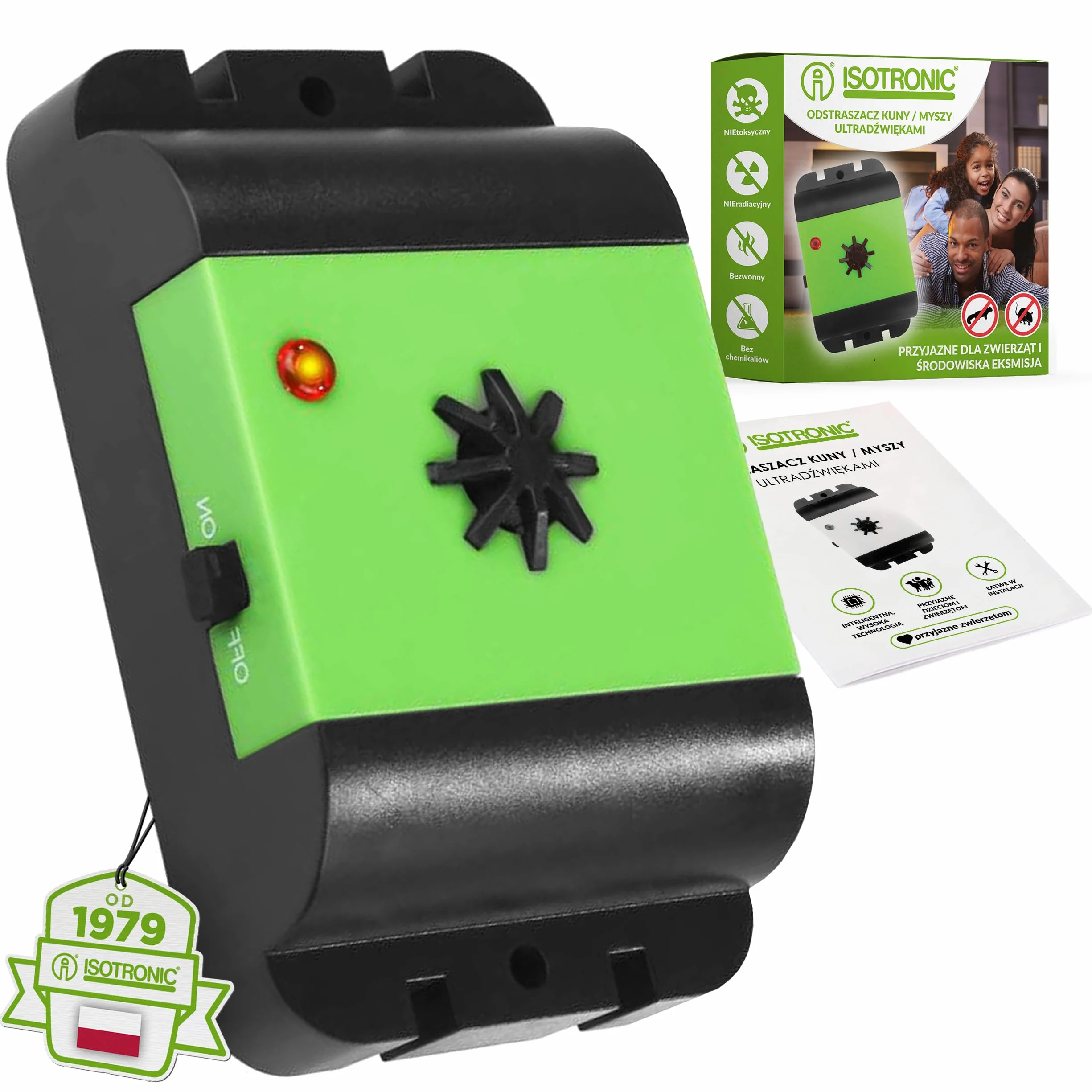 ISOTRONIC® Odstraszacz kuny do ochrony samochodu, poddasza i piwnicy, ultradźwiękowy odstraszacz kunów, bez pułapki, łatwa instalacja i długotrwały efekt