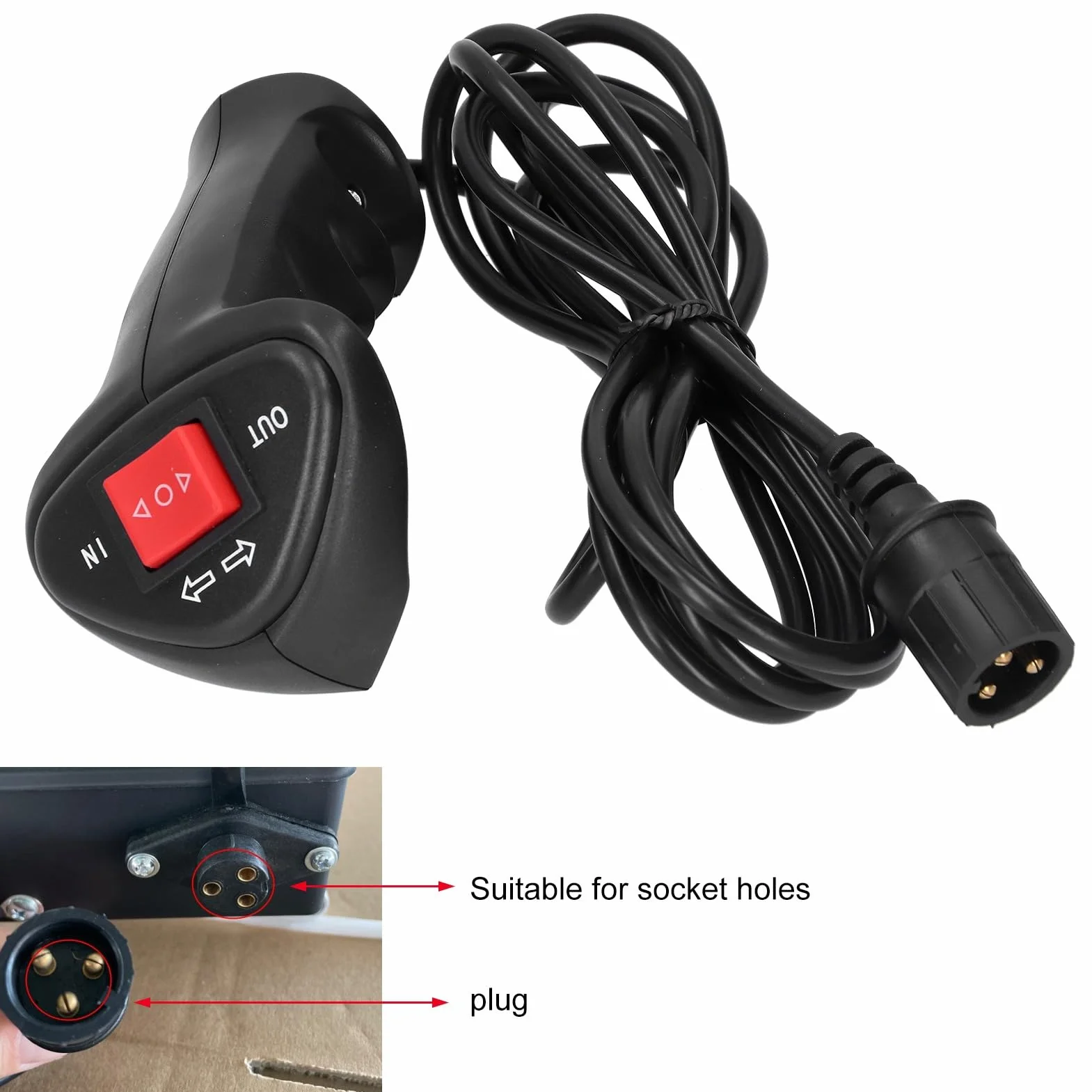 3Pin Kontroluj Zdalnie wyciągarkę elektryczną za pomocą Tego Pilota Zdalnego Sterowania Dostarczany z Kablem o Długości 9,2 Stopy do Użytku w Samochodzie i Pojeździe Terenowym