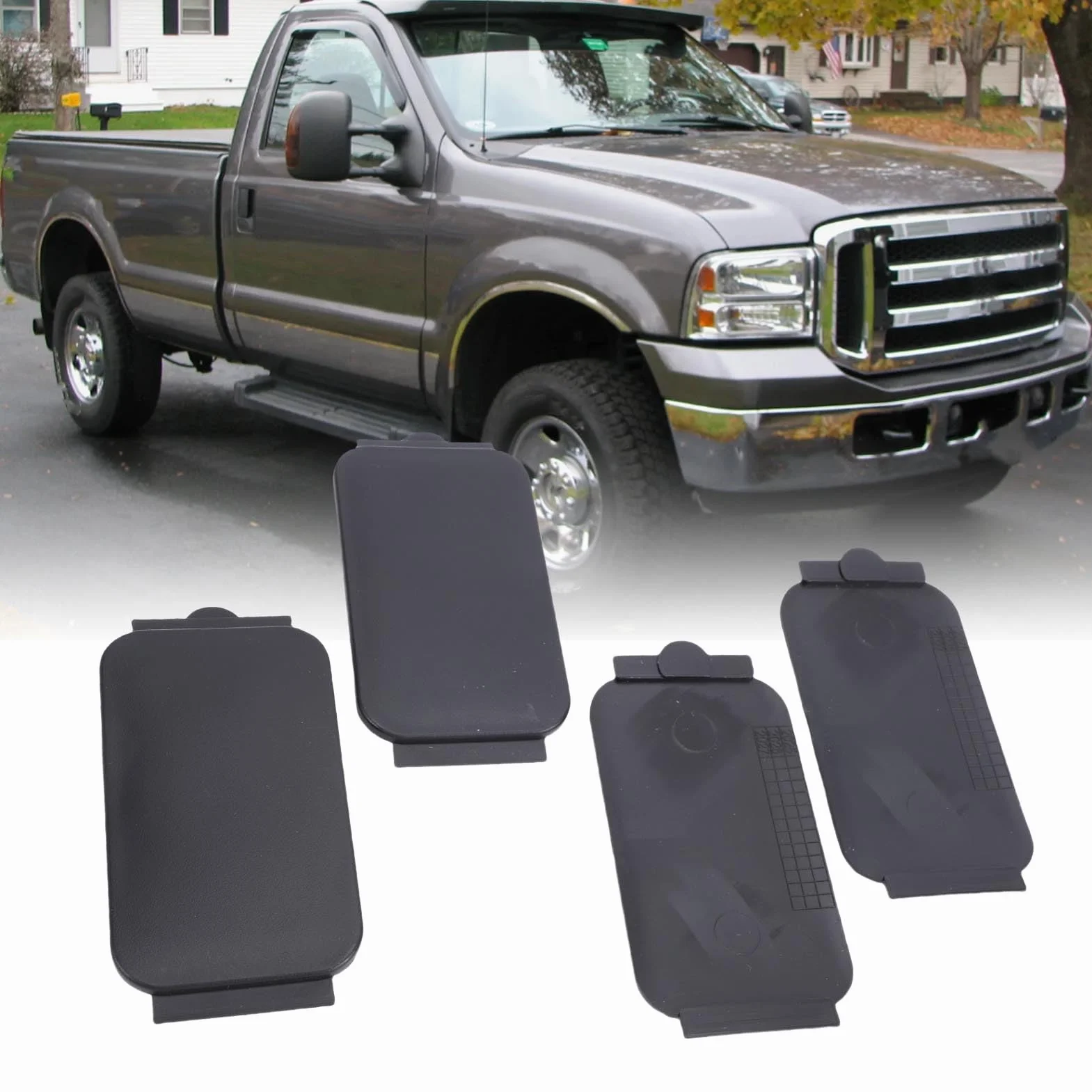 Yctze 4PCS Truck Bed Plack Cover Contain Cail Caks FL3Z99290D90AB ABS Plastikowy Wkładka do Wkładki Bedrail w Latach 2017–2024 z zamkniętą konstrukcją Anti Anti Stage